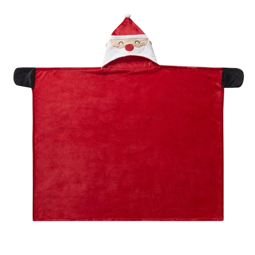 NWT Your Zone Kids Christmas Red Santa Glow in the Dark Hooded Throw blanket